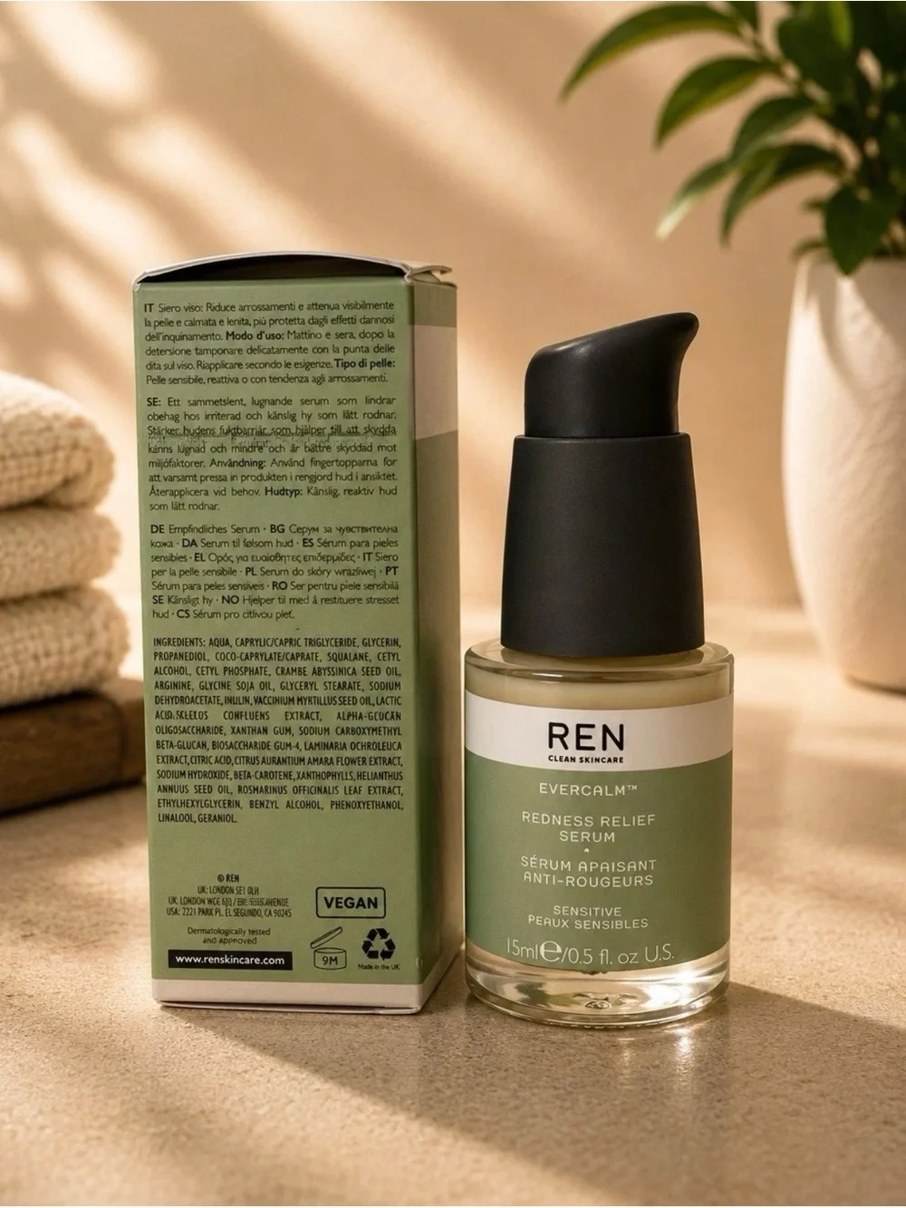 REN Clean Skincare Evercalm Redness Relief Serum 0.5 Oz 15 ml Sensitive Skin
